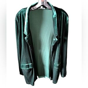 VW  boutique XL dark green unstructured stretch‎ velvet blazer.No buttons.NWOT.